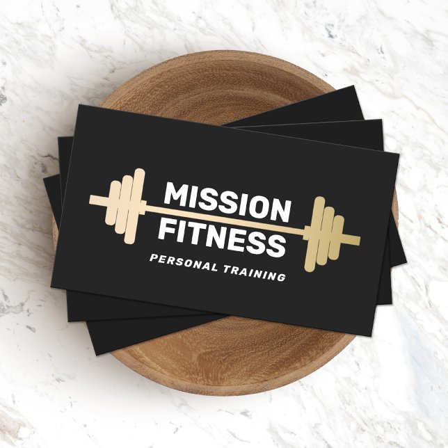 Fitness Personal Trainer Gold Barbell Visitenkarte (Von Creator hochgeladen)