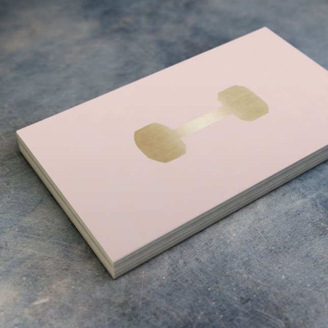 Fitness Personal Trainer Gold Dumbell Blush Pink Visitenkarte (Von Creator hochgeladen)