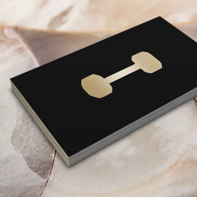 Fitness Personal Trainer Gold Dumbell Minimalistis Visitenkarte (Von Creator hochgeladen)