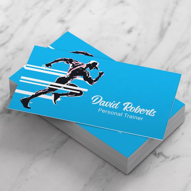 Fitness Personal Trainer Gym Coach Modernes Blau Visitenkarte (Von Creator hochgeladen)