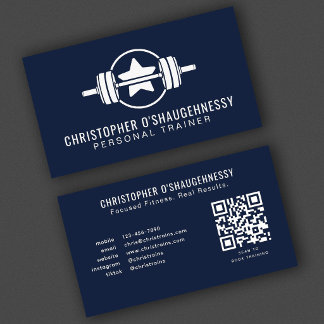Fitness Personal Trainer Klassisch Blau QR Code Visitenkarte
