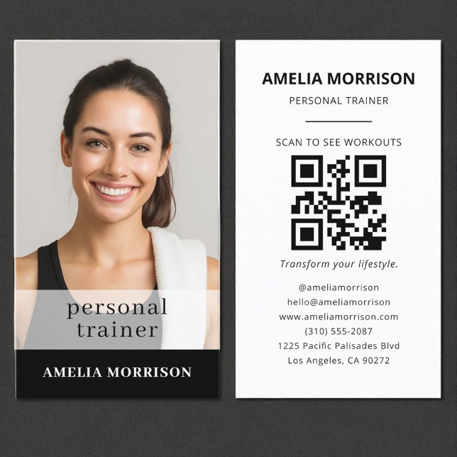 Fitness Personal Trainer QR Code Foto Visitenkarte (Von Creator hochgeladen)