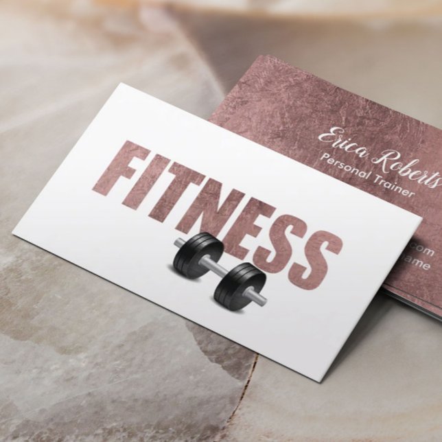 Fitness Personal Trainer Rose Gold Typografie Visitenkarte (Von Creator hochgeladen)