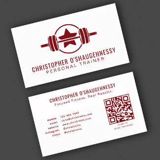 Fitness Personal Trainer Rot und Weiß QR-Code Visitenkarte
