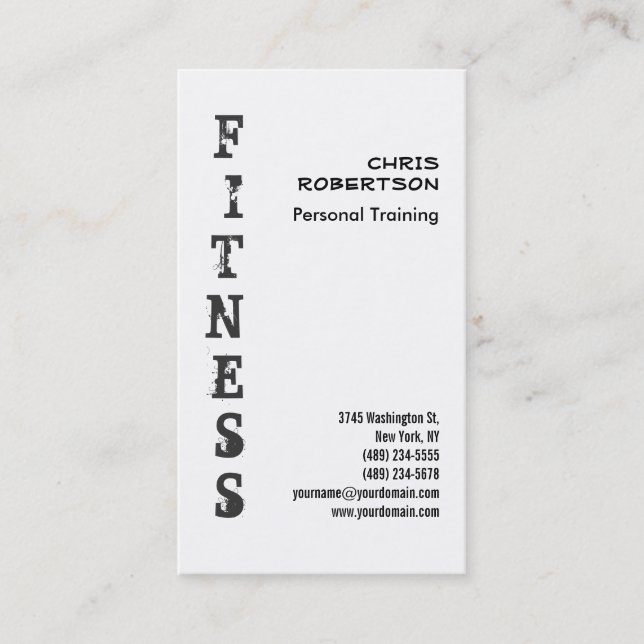 Fitness Personal Trainer Schwarz-weiß Business Car Visitenkarte (Vorderseite)