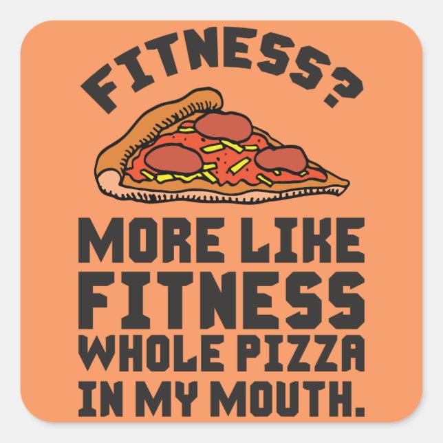 Fitness Pizza Quadratischer Aufkleber (Vorderseite)