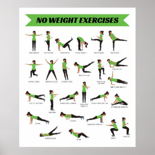 Fitness Poster ohne Gewichtsübungen - Grün