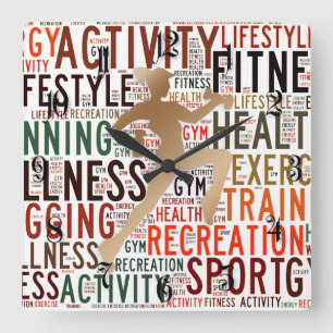 Fitness Quadratische Wanduhr