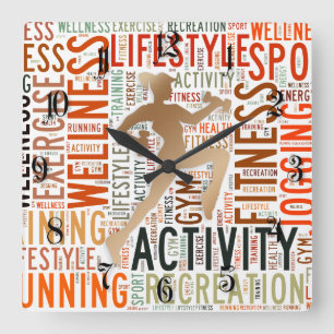 Fitness Quadratische Wanduhr