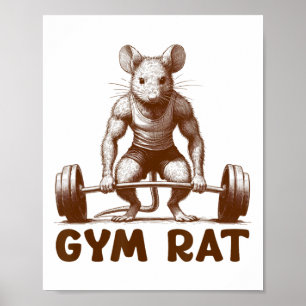 Fitness-Ratte Bodybuilding Lustiger Workout Fitnes Poster