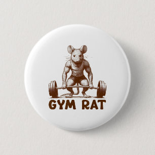 Fitness-Ratte Bodybuilding Lustiger Workout Gymnas Button
