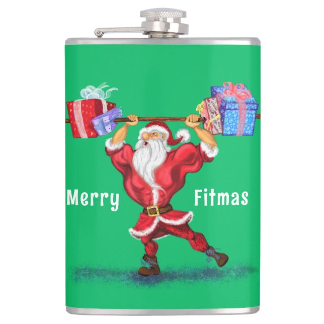 Fitness Santa Claus Flask Flachmann (Vorderseite)