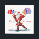 Fitness Santa Claus Napkins Serviette<br><div class="desc">Weihnachten Napkins mit Bodybuilder Fitness Weihnachtsmann mit Weihnachtsgeschenken Cartoon Gemälde Funny Collection Papier Napkins - Anpassbar - oder wählen / Fügen Sie Ihre einzigartige Text / Name / Farbe / Schriftart / Größe - Ihre speziellen Weihnachtsgeschenke Party / Geschenke - Neu vergrössern und verschieben oder entfernen und hinzufügen / Text...</div>