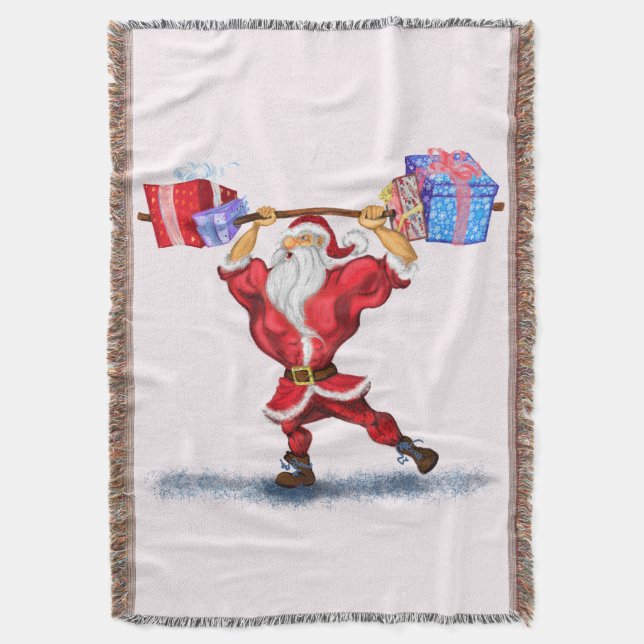 Fitness Santa Throw Blanket Decke (Vorderseite Vertikal)
