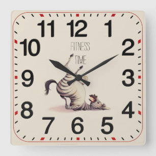 Fitness time fun quadratische wanduhr