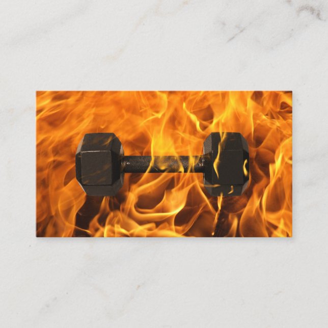 Fitness Trainer Burning Dumbell Feuerwehr Visitenkarte (Vorderseite)