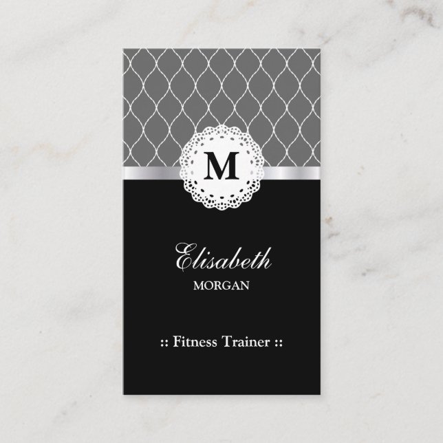 Fitness Trainer - Elegantes, schwarzes Elternmuste Visitenkarte (Vorderseite)