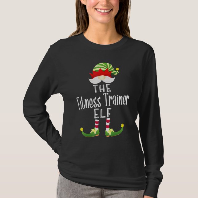 Fitness Trainer Elf Group Weihnachts Pajama Party T-Shirt (Vorderseite)