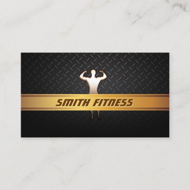 Fitness-Trainer-Goldstreifen-Dunkelheits-Metall Visitenkarte (Vorderseite)