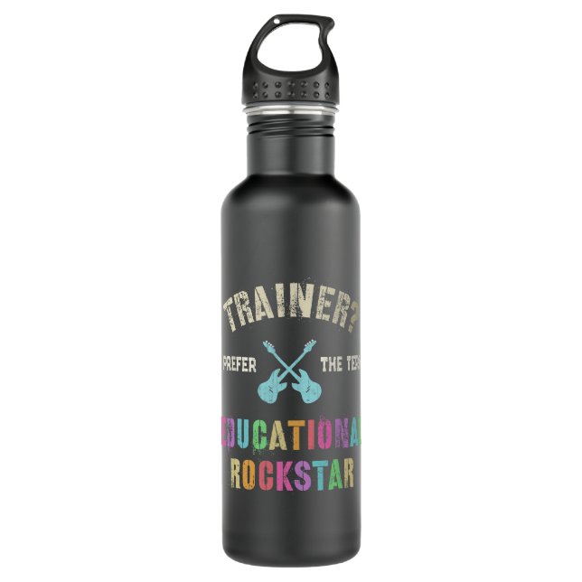 Fitness TRAINER I Bevorzugen BILDUNGSROCKSTAR-Heil Edelstahlflasche (Vorderseite)