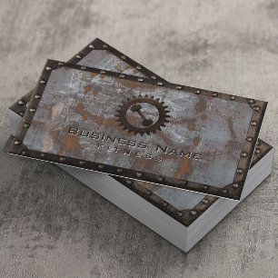 Fitness-Trainer Rusty Grunge Metal Profi Visitenkarte