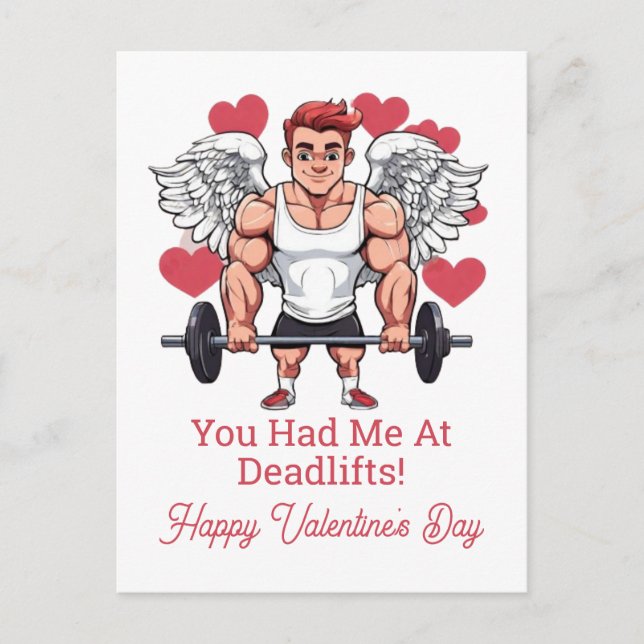 Fitness-Trainer Valentine Feiertagspostkarte (Vorderseite)