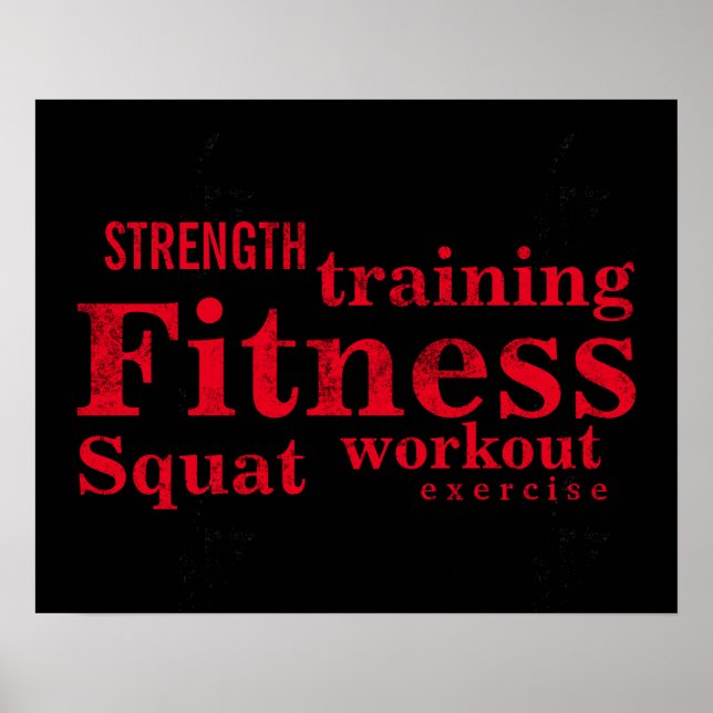 Fitness Training Cool Red Bold Text GYM Workout Poster (Vorne)