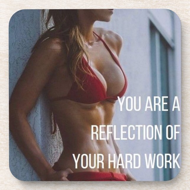 Fitness von Frauen Inspirationswörter - harte Arbe Untersetzer (Vorderseite)