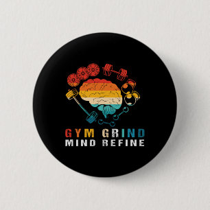 Fitness-Wahn Verfeinerter Geist Retro-Bodybuilding Button