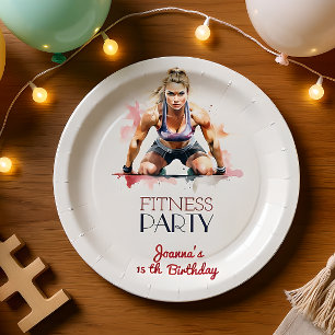 Fitness Wasserfarbsport Geburtstagsparty Pappteller