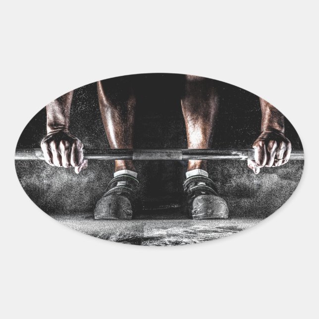 Fitness Weightlift GYM Workout Ovaler Aufkleber (Vorderseite)