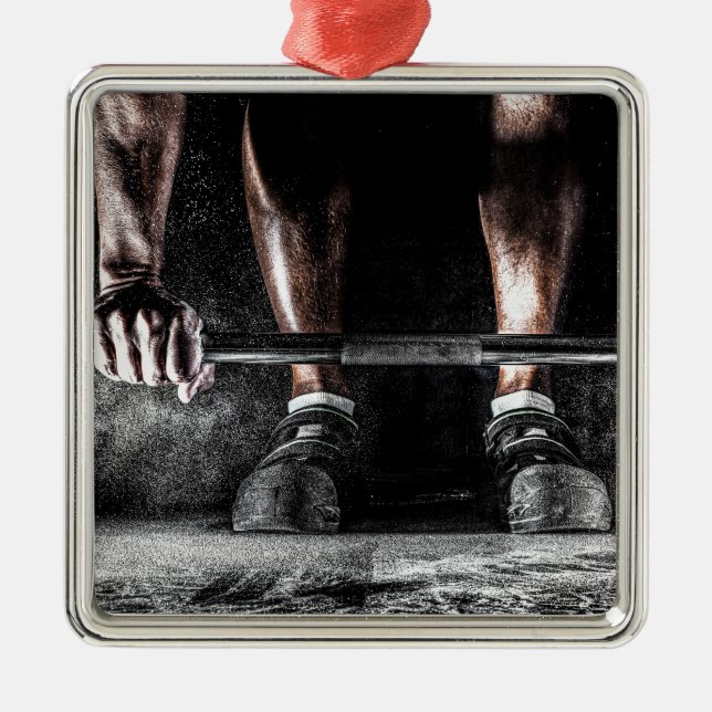 Fitness Weightlift GYM Workout Silbernes Ornament (Vorne)