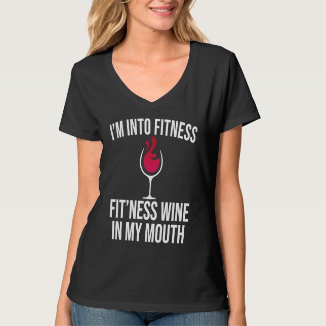 Fitness Wine In Mouth Drinking  Drinker Sayings Gr T-Shirt (Vorderseite)