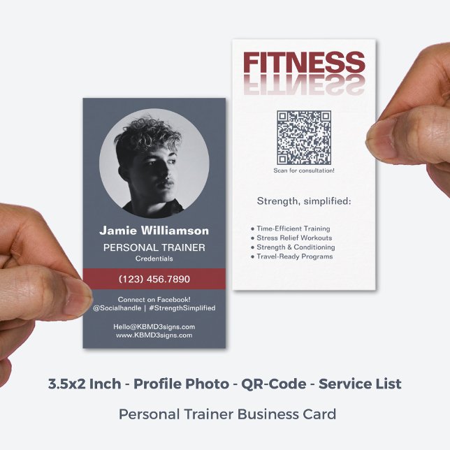 Fitness Word Logo Grau Red Personal Trainer Visitenkarte (3.5x2 Inch, Fitness Word Logo Grey Red Personal Trainer Business Card)