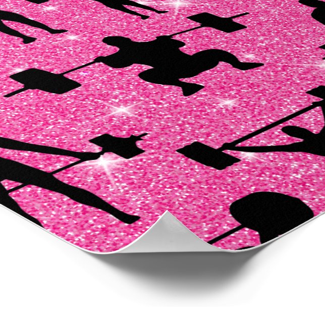 Fitness Workout Gym Sport Pink Glitzer Poster (Ecke)