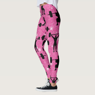 Fitness Workout Gym Sport Rosa Glitter Leggings