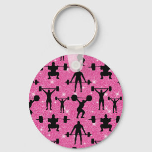 Fitness-Workout-Gym-Sport Rosa Glitter Schlüsselanhänger