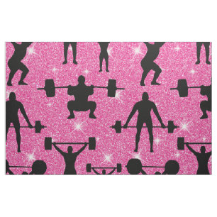 Fitness Workout Gym Sport Rosa Glitter Stoff