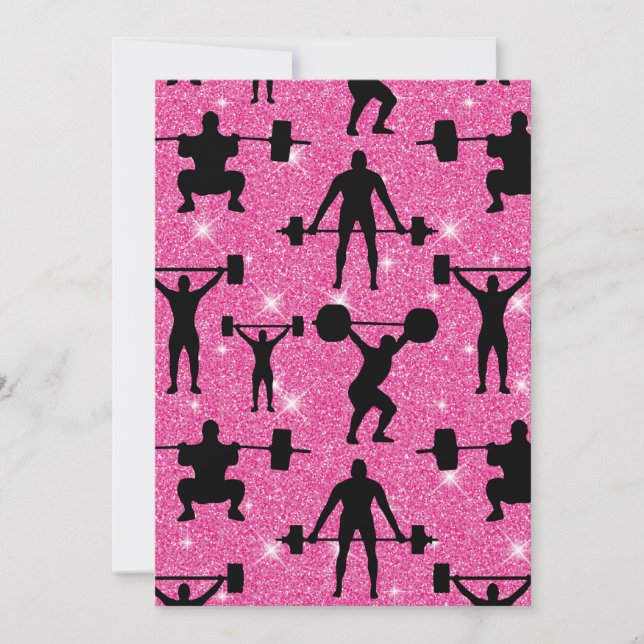 Fitness Workout Gym Sport Rosa Glitzer Einladung (Vorderseite)