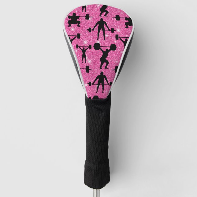 Fitness Workout Gym Sport Rosa Glitzer Golf Headcover (Vorderseite)