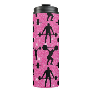 Fitness Workout Gym Sport Rosa Glitzer Thermosbecher