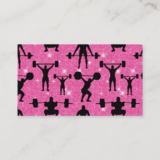 Fitness Workout Gym Sport Rosa Glitzer Visitenkarte (Vorderseite)