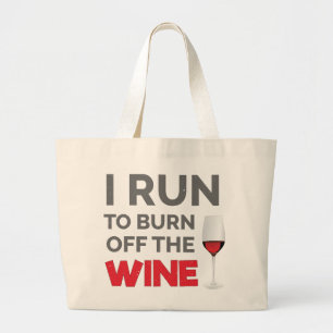 Fitness Workout Ich laufe, um den Wein abzubrennen Jumbo Stoffbeutel
