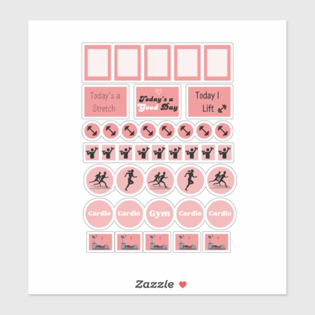 Fitness Workouts Gym Days Planer Page Stickers Aufkleber (Blatt)