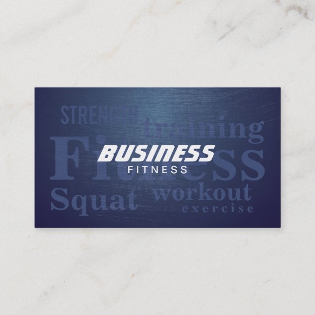 Fitness Worte Cooler Personal Trainer für blaues M Visitenkarte (Vorderseite)