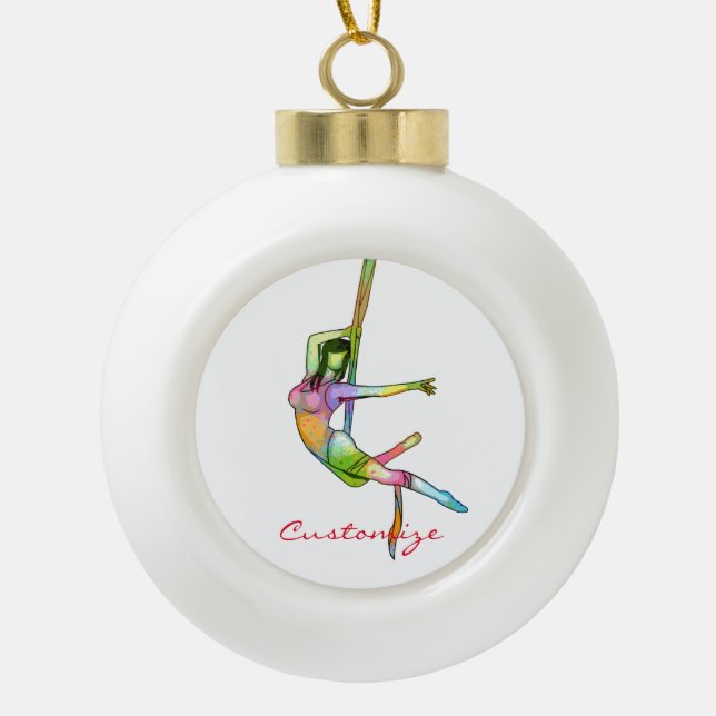 Fitness Yoga Thunder_Cove  Keramik Kugel-Ornament (Vorderseite)