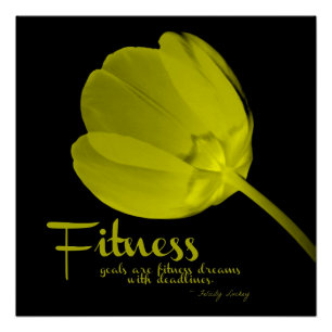 Fitness-Zitat-Gelb-Tulpe-Plakat Poster