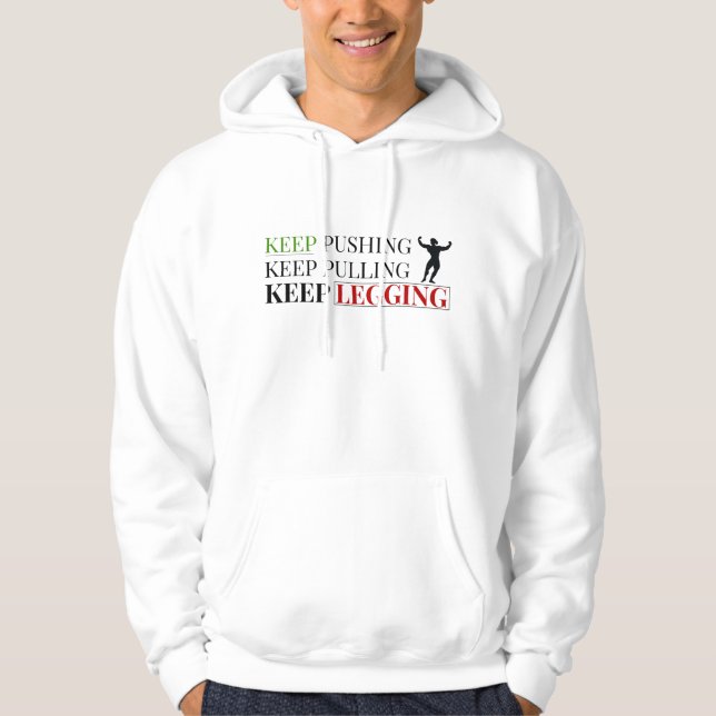 Fitness-Zitat Pullover Hoodie – Minimaler Textdesi (Vorderseite)