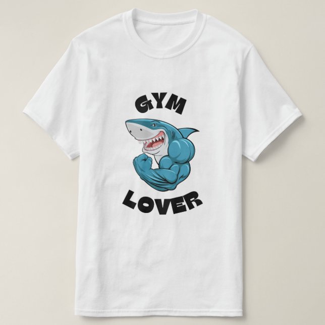 Fitnessliebhaber am Blauen Hai T - Shirt (Design vorne)