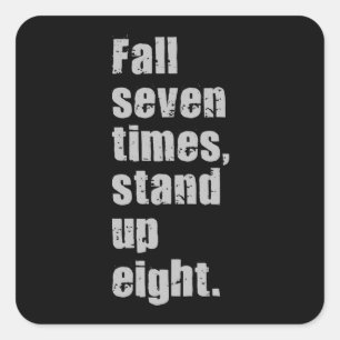 Fitnessmotivation - Sieben mal Herbst, acht aufste Quadratischer Aufkleber